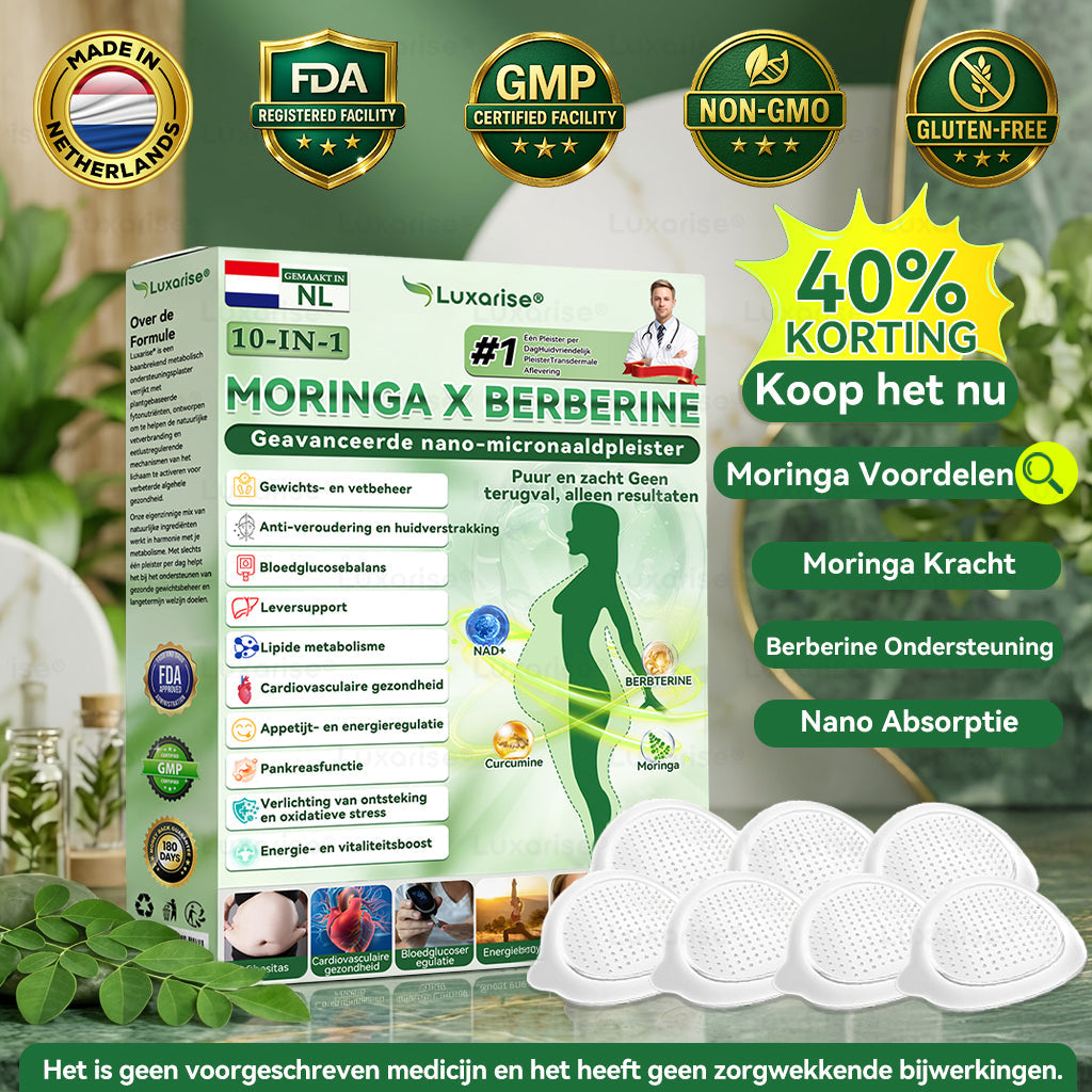 𝐎𝐟𝐟𝐢𝐜𝐢ë𝐥𝐞 𝐖𝐢𝐧𝐤𝐞𝐥 |☀️𝑳𝒖𝒙𝒂𝒓𝒊𝒔𝒆® Moringa & Berberine 10-in-1 Nano-Micronaaldpleister ✅📢 (1x per dag, zichtbaar resultaat in 7 dagen)